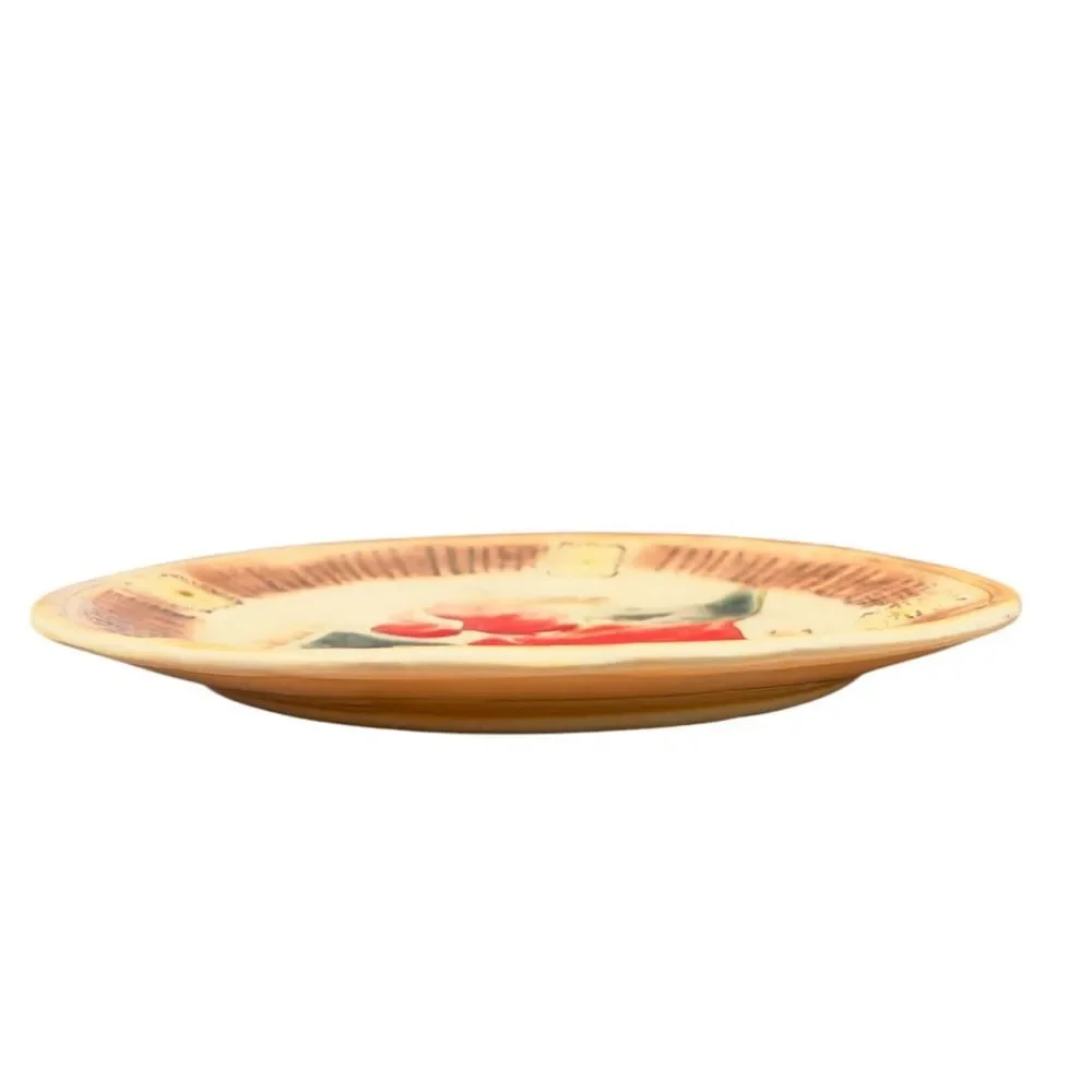 Kani Of Hawaii Handmade Pottery Plate 10" Gold / Red Anthurium & Green Leaves‎ - Picture 4 of 5